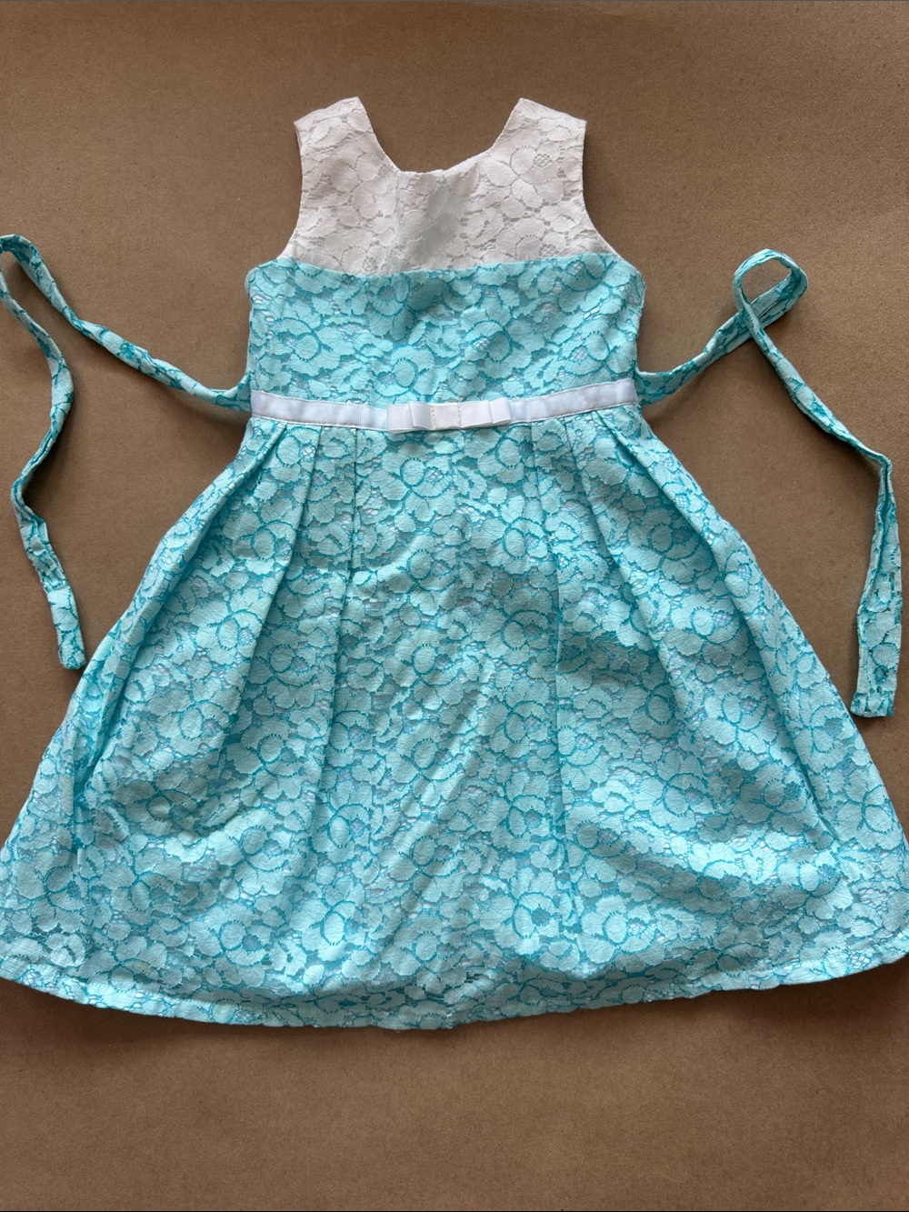 Jona Michelle White Lace Shell Girl Dress Top-some stains